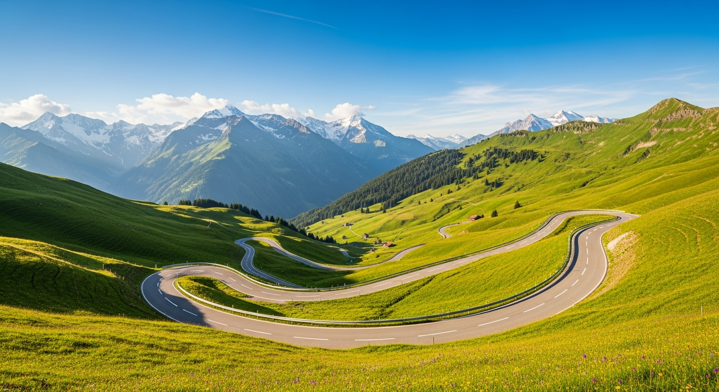 Strasse durch die Schweizer Alpen